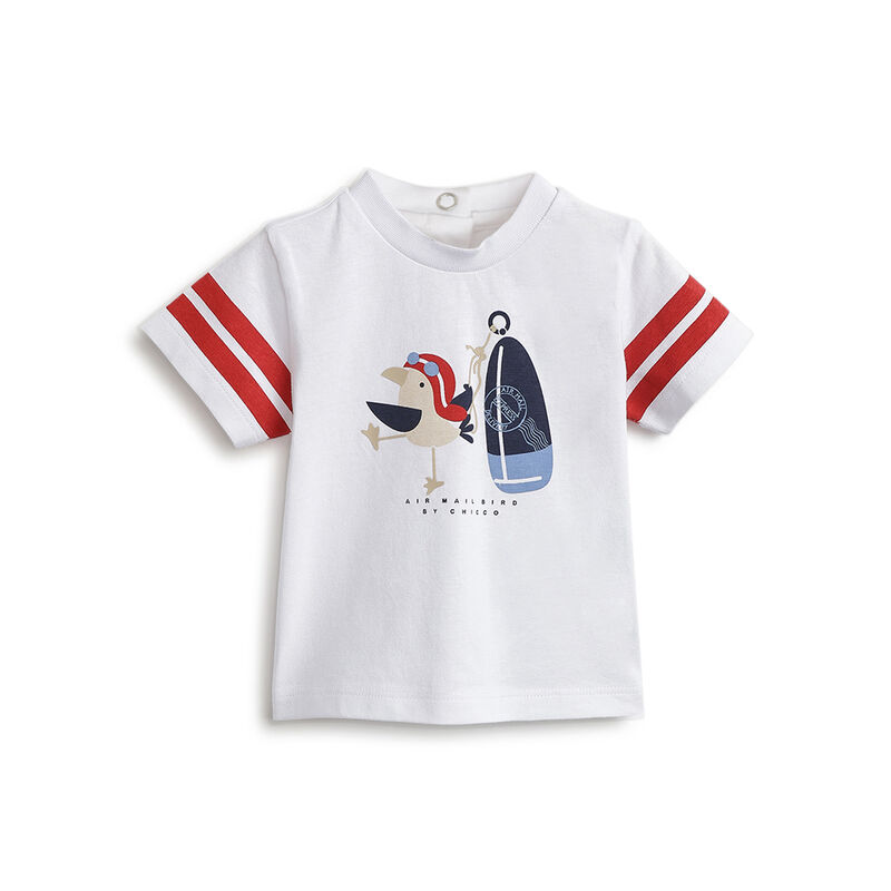 Boys White and Red Graphic Printed Short Sleeve T-Shirt image number 0